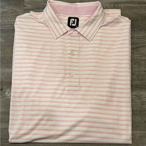 FootJoy Light Pink & White Striped Performance Polo